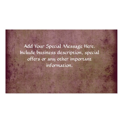 Custom Business Card, Cranberry Vintage Design (back side)