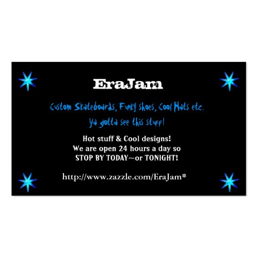 Custom business cards black with blue stars