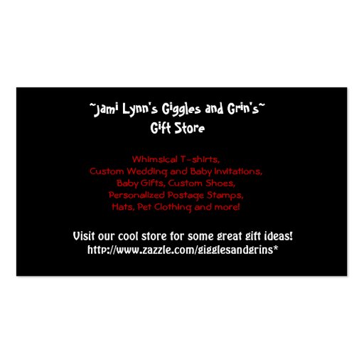 Custom business cards black with red stripes (back side)
