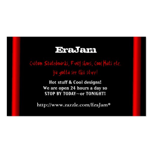 Custom business cards black with red stripes (front side)