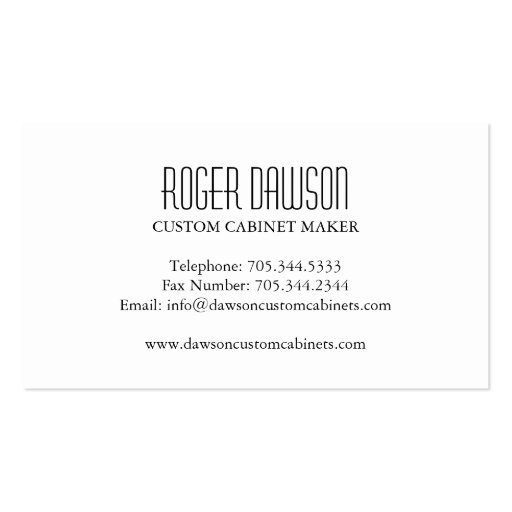 Custom Cabinet Maker Business Card (back side)