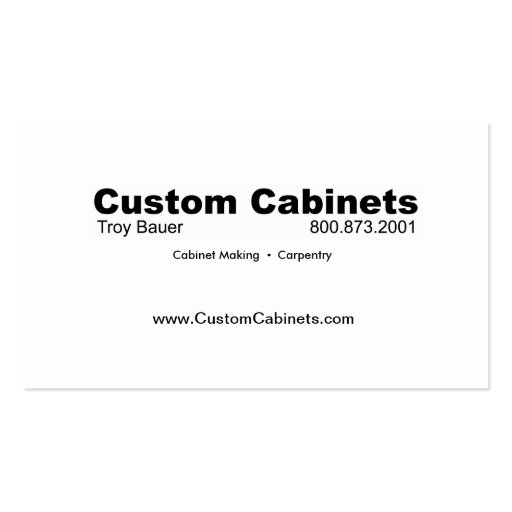 Custom Cabinets - Carpenter, Home Improvement Business Card Template (back side)