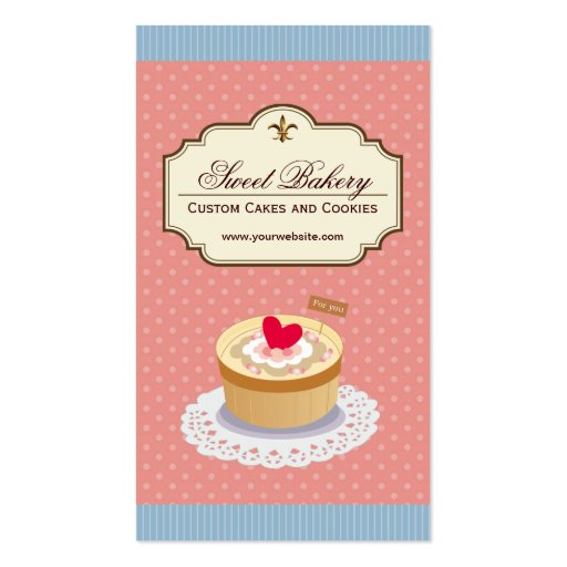 Custom Cakes and Cookies Dessert Bakery Shop Business Card Templates (front side)