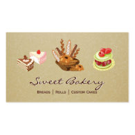 Custom Cakes & Breads Rolls Dessert Bakery Store Business Card Template