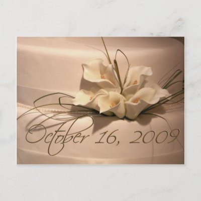 Custom calla lily wedding cake postage with October 16 2009 wedding date