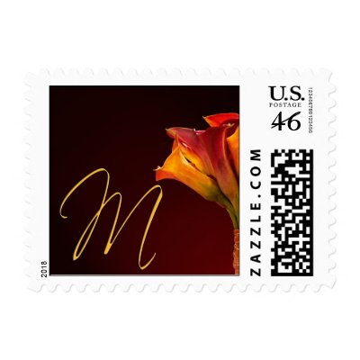 Custom calla lily monogram postage stamp