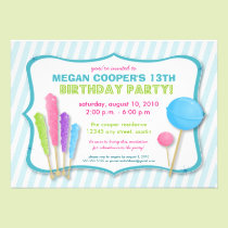 :custom: Candy Shoppe Birthday Party Invite (blue) invitations