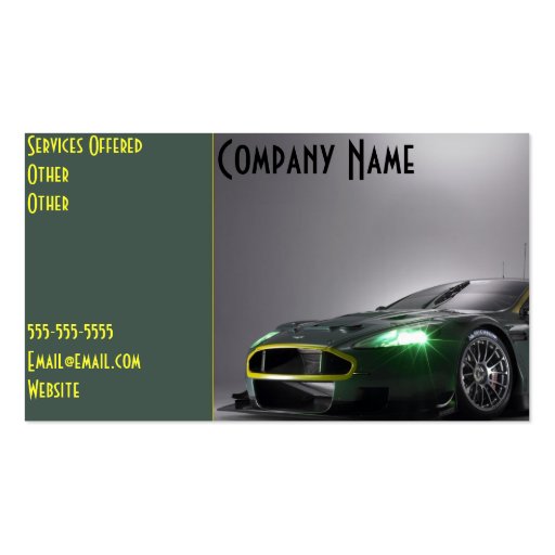 Custom Car Business Card (front side)