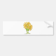 Custom Cartoon Flowers Hugging Each Other Bumper Sticker