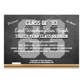 Custom Chalkboard High School Reunion Custom Announcement
