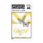 Custom Chevron Butterfly yellow grey Postage Stamp stamps