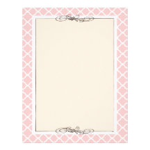 CUSTOM Chic Tan & Pink Trellis Border Letterhead