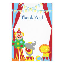 Custom Child Circus Thank You Card Personalized Invitation
