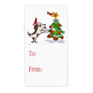 Custom Christmas Dog & Cardinals Gift Labels