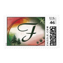 Custom Christmas Monogram Initial F stamps