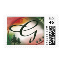 Custom Christmas Monogram Initial G stamps