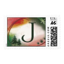 Custom Christmas Monogram Initial J postage