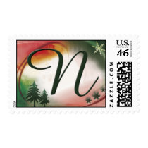 Custom Christmas Monogram Initial N stamps