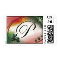 Custom Christmas Monogram Initial P postage by aslentz Custom Christmas Monogram Initial P postage