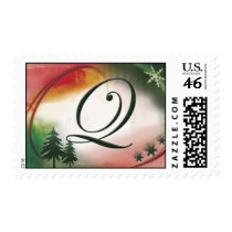 Custom Christmas Monogram Initial Q stamps
