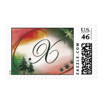 Custom Christmas Monogram Initial X postage