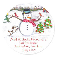 Custom Christmas Snowman Address Stickers