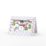 Custom Christmas Snowman & Dog Photo Card