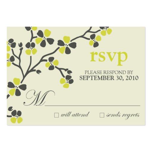 :custom: citrus cherry blossom rsvp card business card (front side)