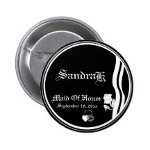 Custom Classic Black White Maid Of Honor Button