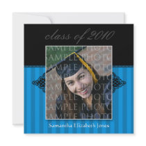 CUSTOM Classy SQUARE Graduation Invitation (blue)