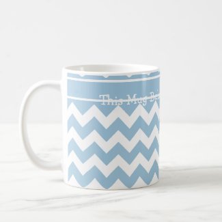 Custom Coffee Mug, Blue and White Chevrons