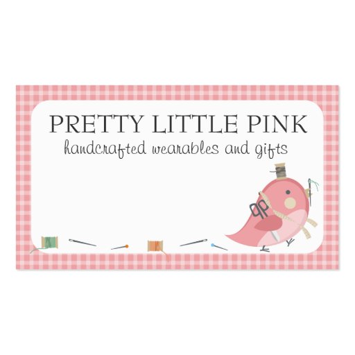 Custom color bird seamstress sewing notions label business card template (front side)