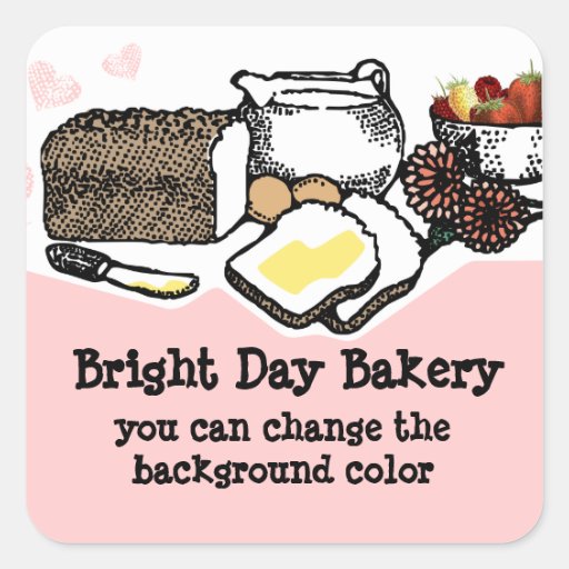 Custom color bread bakery baking gift tag label square sticker | Zazzle