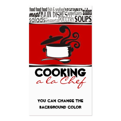 Custom color cooking pot curling steam chef card business card templates