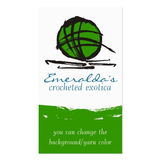 custom color crochet hooks ball of yarn ink blot business card templates (front side)