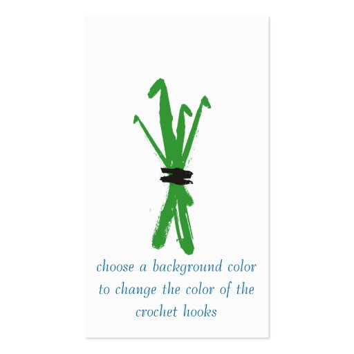 custom color crochet hooks ball of yarn ink blot business card templates (back side)