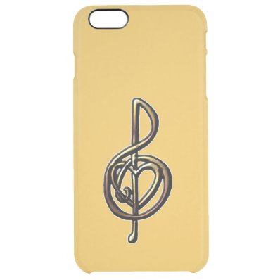 Custom Color Embossed Music Treble Clef and Heart Clear iPhone 6 Plus Case