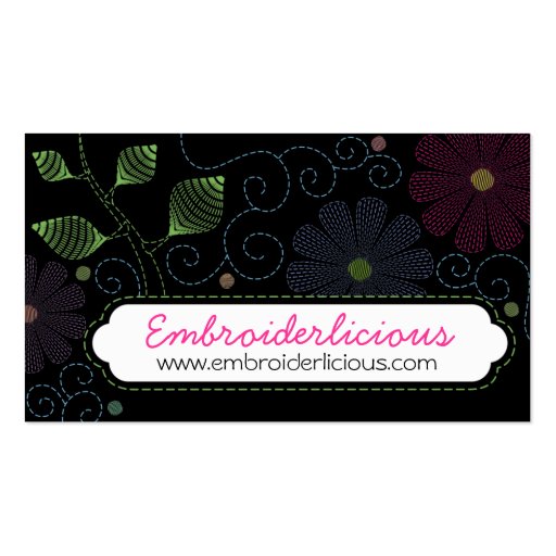 Custom color embroidery sewing stitches flowers business cards (front side)