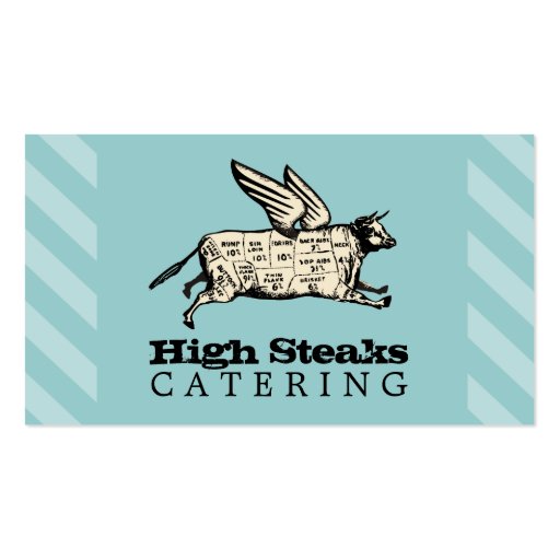 custom color flying cow beef cuts chef catering business cards