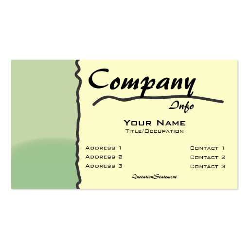 Custom Color-Green Scribble Seperation Business Card Template (front side)