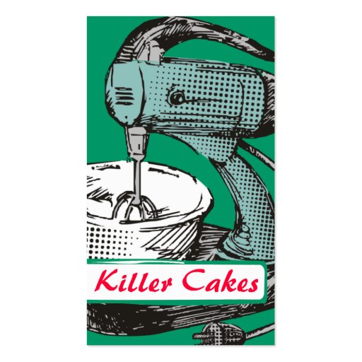Custom color retro stand mixer baking bakery card business card template (front side)