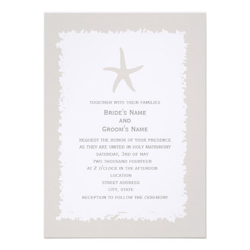 Custom Color Starfish Wedding Invitation