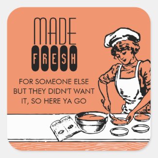 custom color vintage bakery girl baking gift label sticker