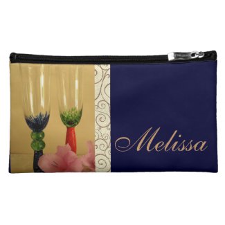 Custom Cosmetic Bag with Champagne Glasses