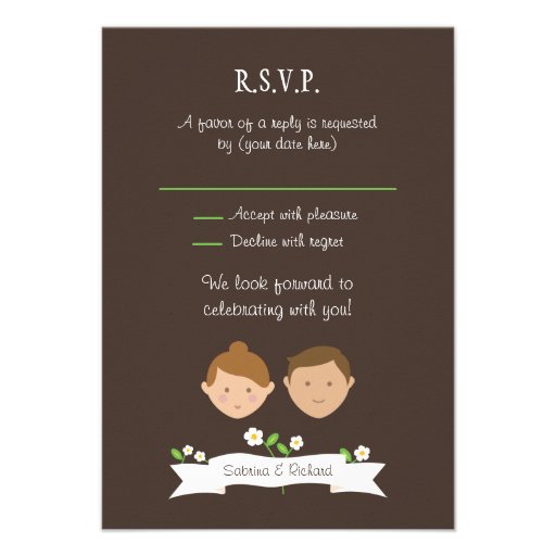 Custom Couple Portrait Illustration Wedding RSVP Personalized Invites