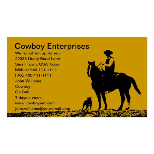 Custom Cowboy Business Cards - Customize for you (front side)