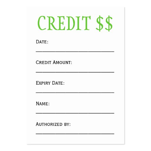 Custom Credit Business Cards (back side)