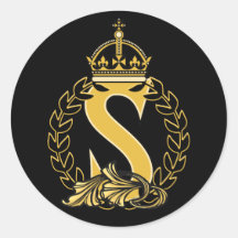 Custom Crown Monogram - S Round Stickers