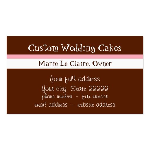 Custom Cupcake Sweet Shoppe Business Cards (back side)