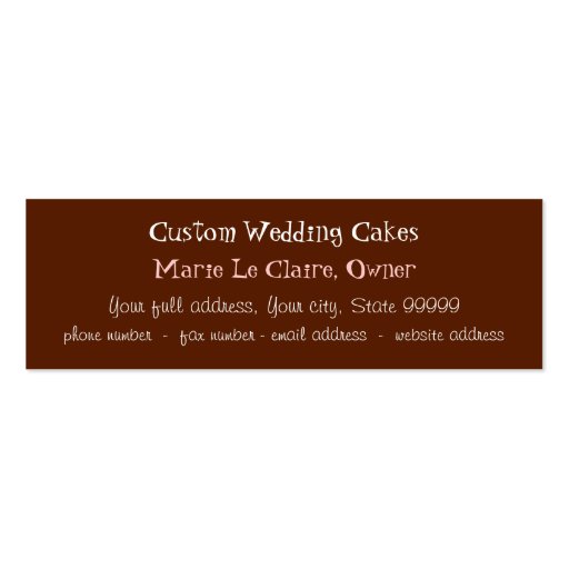 Custom Cupcake Sweet Shoppe Business Cards (back side)